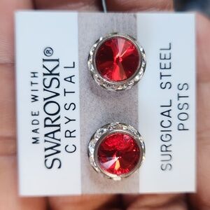 Red Crystal Earrings dance‎ moms Ballroom competition perfomance swarovski.
